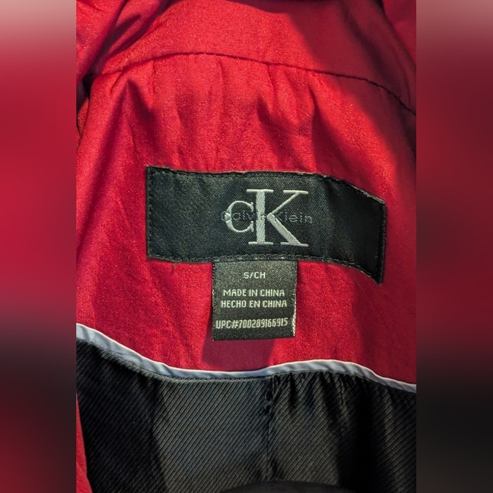 Calvin Klein Womens Softshell Coat Small Long Warm Red Jacket Hooded Full Zip - Picture 2 of 7